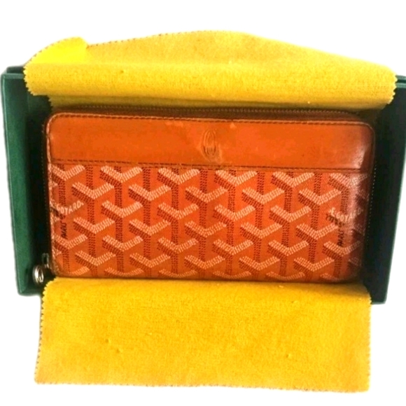 GOYARD Long Leather Wallet Matignon GM Wallet Orange Signature Chevron In Box - Picture 2 of 10